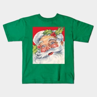 Vintage Christmas, Retro Jolly Santa Claus Kids T-Shirt